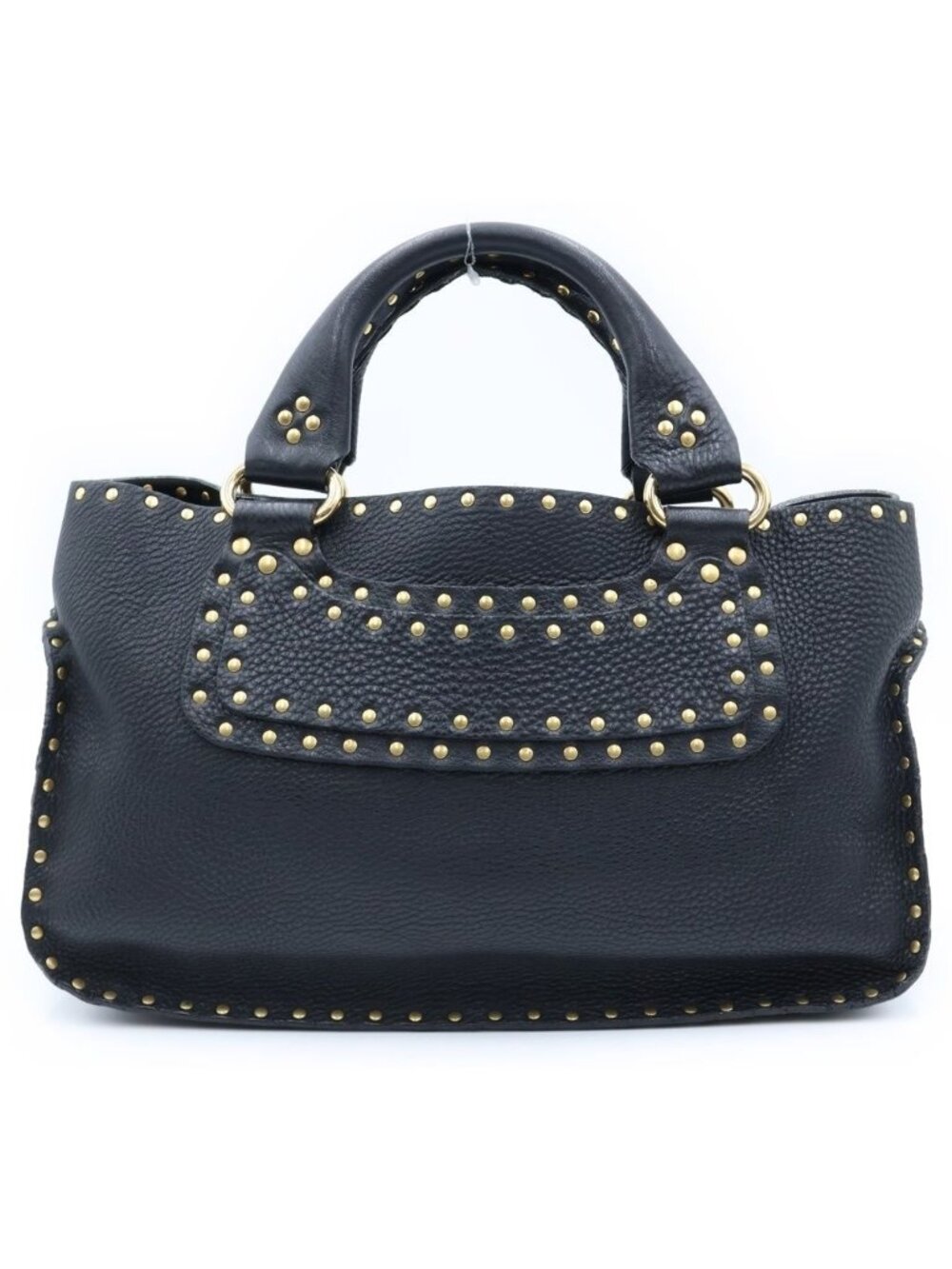 Celine Studded Design Boogie Bag Handbag Black Leather Gold